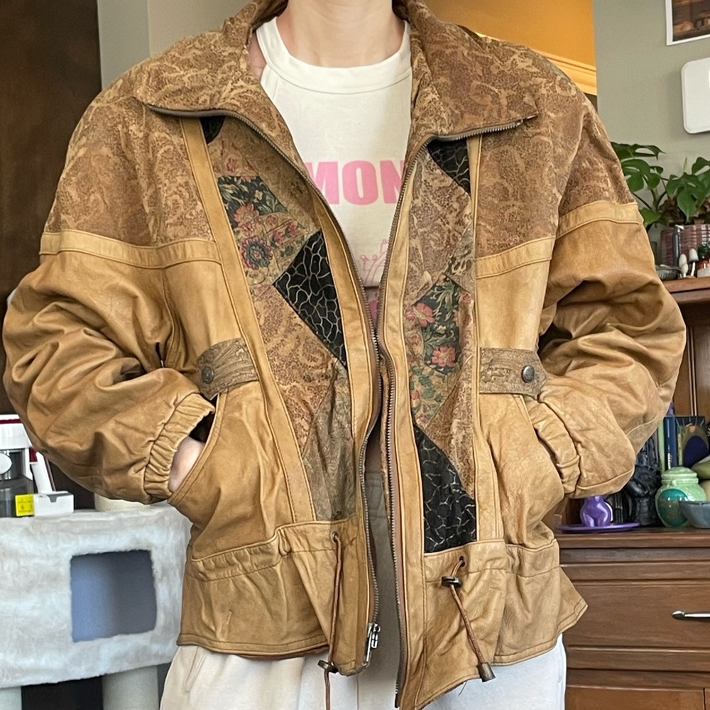 Vintage Patchwork Leather Jacket